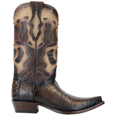 Men's Brown Snip Toe Leather Saddle Vamp Dress Cowboy Boot Cheap Priced For Sale Online - 6EE