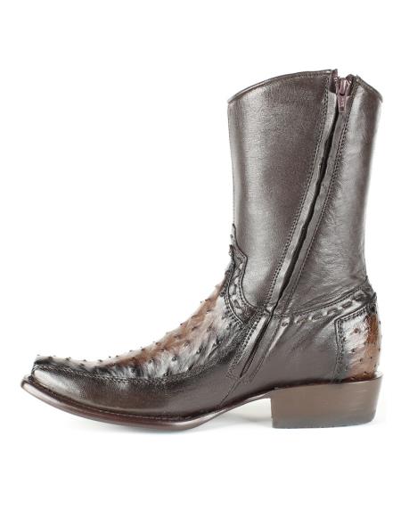 Men's Burnished Brown King Exotic Cowboy Style By Los Altos Boots Botas For Sale Genuine Ostrich Skin Dubai Toe Handcrafted Leather BDress Cowboy Boot Cheap Priced For Sale Online - Botas De Avestruz - 6.5 Standard / D / Medium
