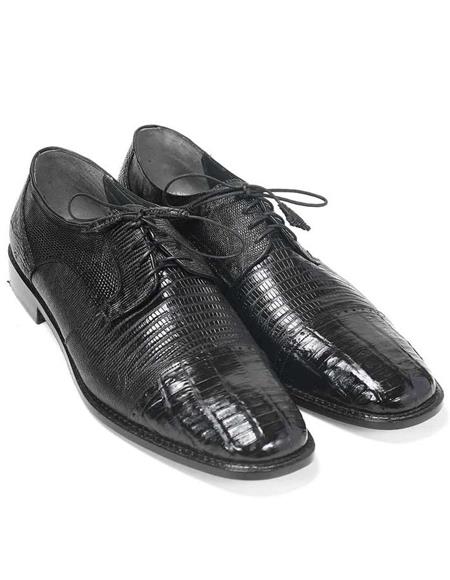 Men's Los Altos Boots Black Genuine Lizard And Caiman Oxford - US 8.0 Standard/D/ Medium / Eu:41-42