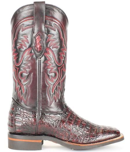 Men's King Exotic Cowboy Style By Los Altos Boots Botas For Sale Snip Toe Black Cherry Genuine Smooth Caiman Dress Cowboy Boot Cheap Priced For Sale Online - 6EE