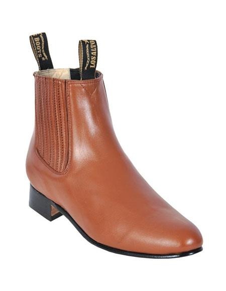 Los Altos Boots Botines Para Hombre ~ Chelsea Charro Botin Short Ankle Deer Honey Leather Boot For Men - Short Cowboy - Western Ankle Boots - 6EE