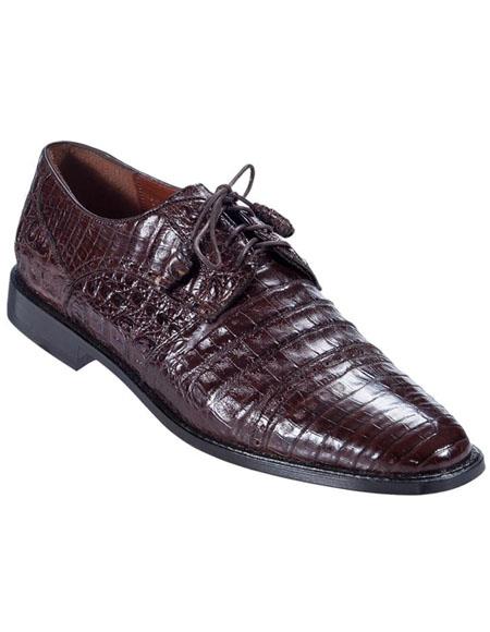Men's Los Altos Boots Brown Genuine Caiman Oxford - US 8.0 Standard/D/ Medium / Eu:41-42
