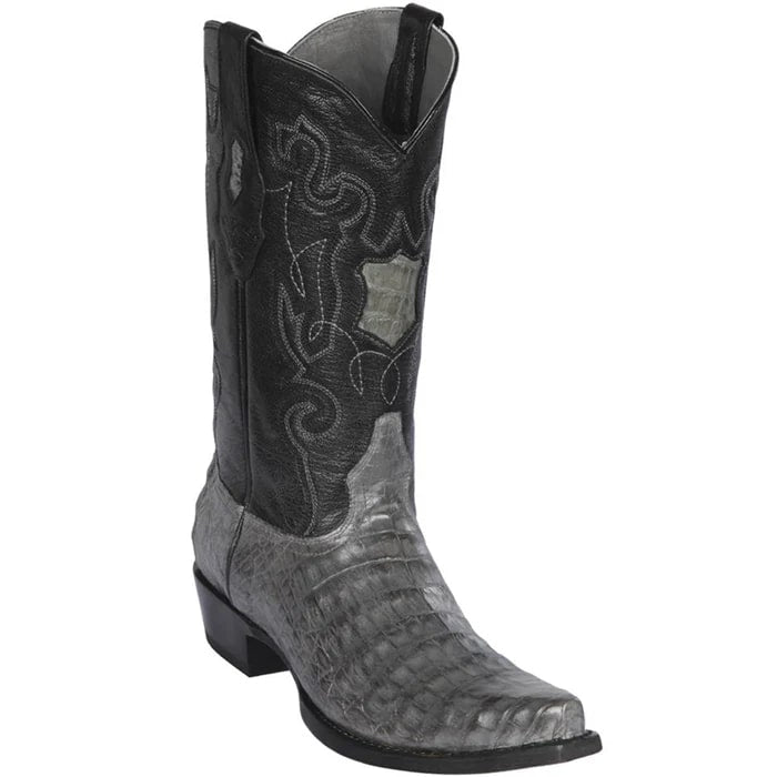 Los Altos Boots - Mens Dress Cowboy Boot - Low Priced Grey Caiman Cowboy Boots - in Grey - 6