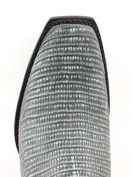 Men's Los Altos Boots 7 Toe Genuine Teju Lizard Sanded Black Leather Boots Handcrafted - 6.0 Standard / D / Medium