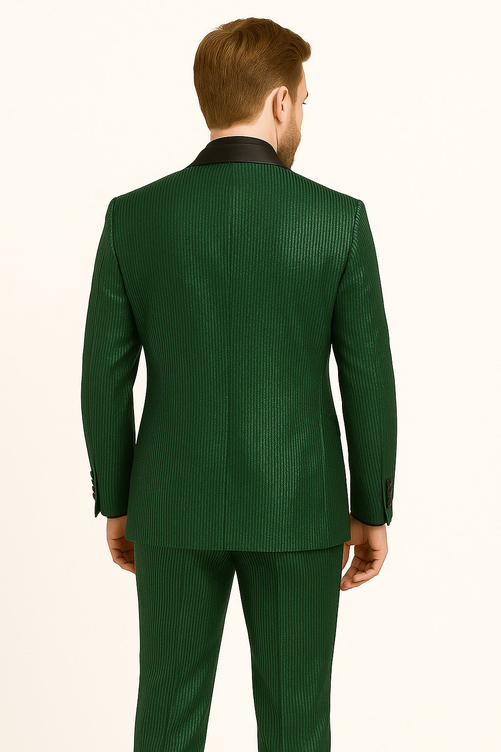 Men's Emerald Green Shiny Tuxedo with Black Satin Lapel and Matching Bow Tie â€“ Ultra Slim Fit - 34 Short or Extra Small