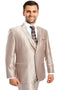 "Sharkskin Wedding Suit for Men - Two Button Vested, Champagne Light Tan" Champagne Prom 2025 Suits