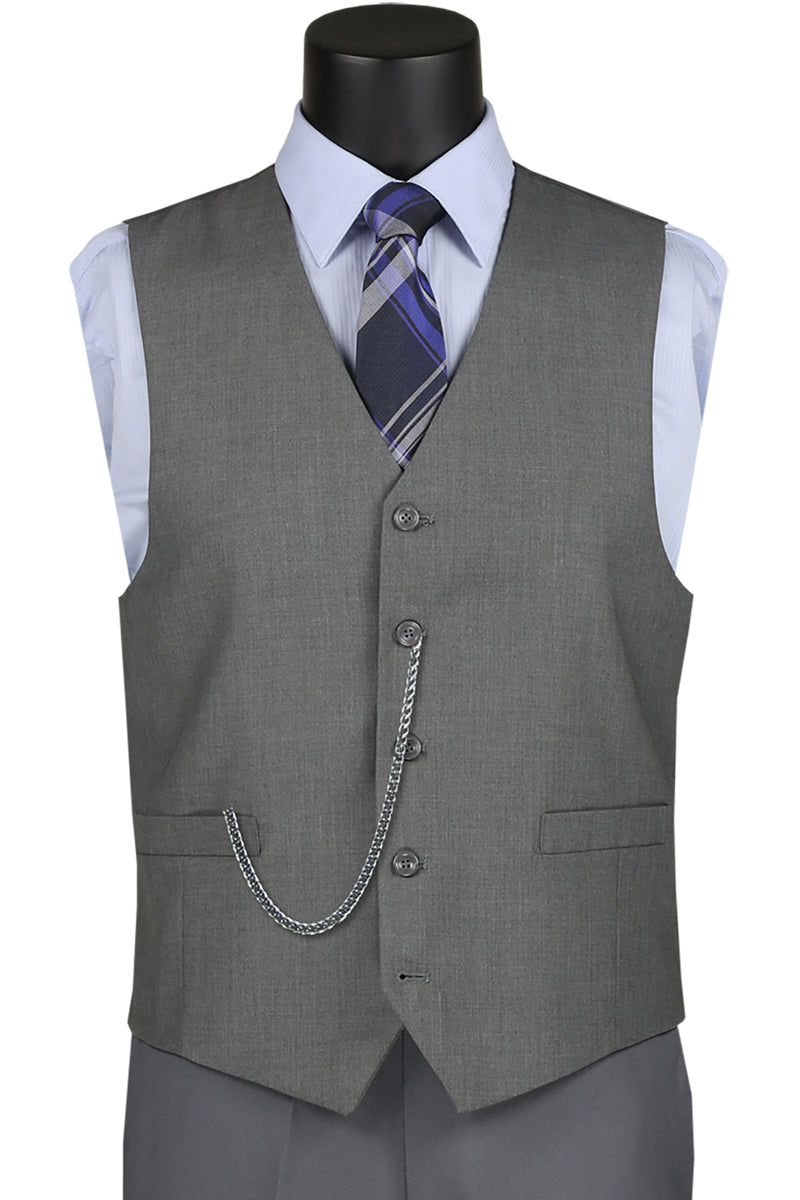 "Grey Men's Suit Vest - Basic Style for Formal Wear" - Grey