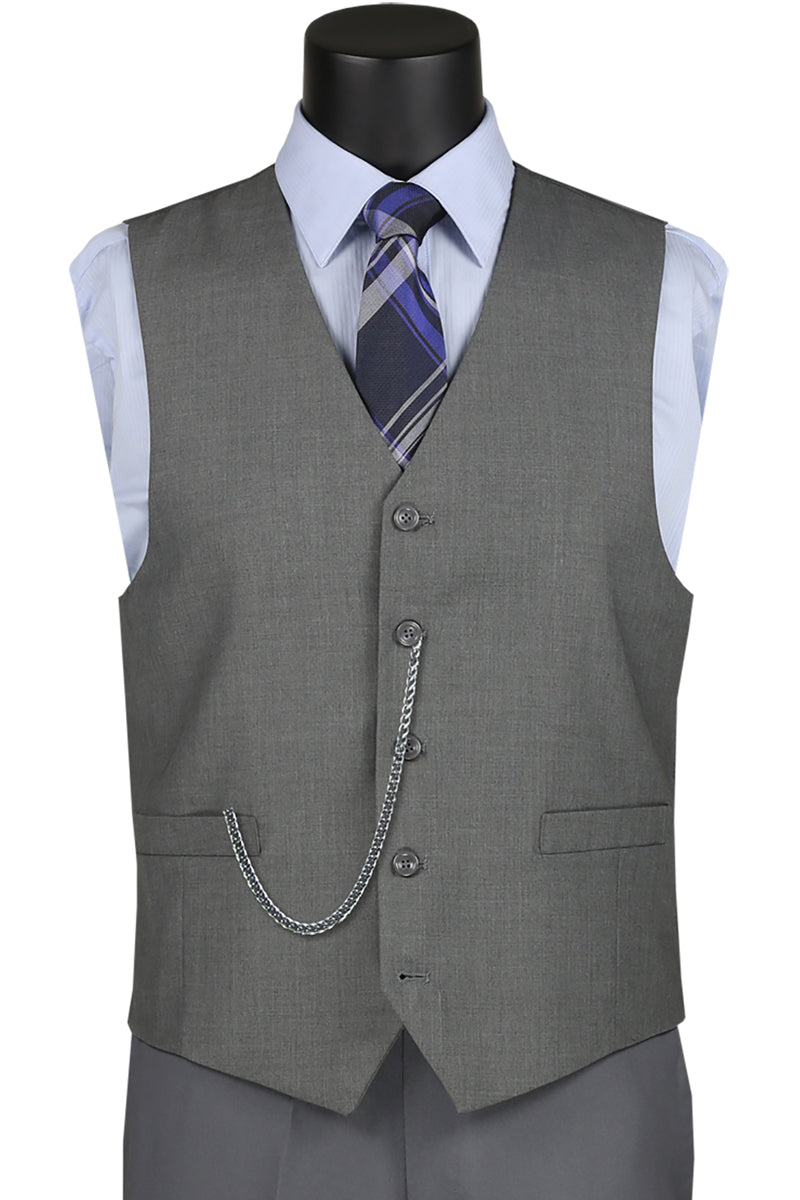 "Grey Men's Suit Vest - Basic Style for Formal Wear"