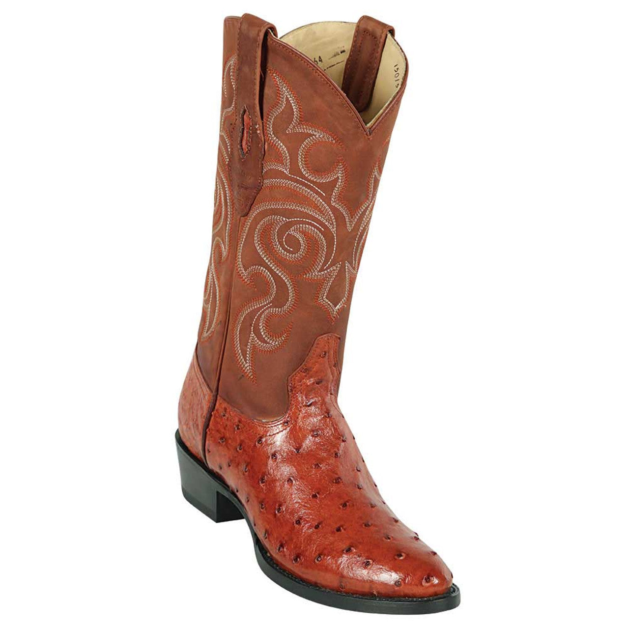 Los Altos Men's Brandy Genuine Ostrich Round Toe Boots - 6