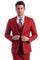 Cheap Priced Suit- Men's Two Button Slim Fit Vested Solid Basic Color Brick Suit