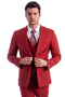 Cheap Priced Suit- Men's Two Button Slim Fit Vested Solid Basic Color Brick Suit