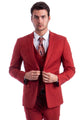 Cheap Priced Suit- Men's Two Button Slim Fit Vested Solid Basic Color Brick Suit