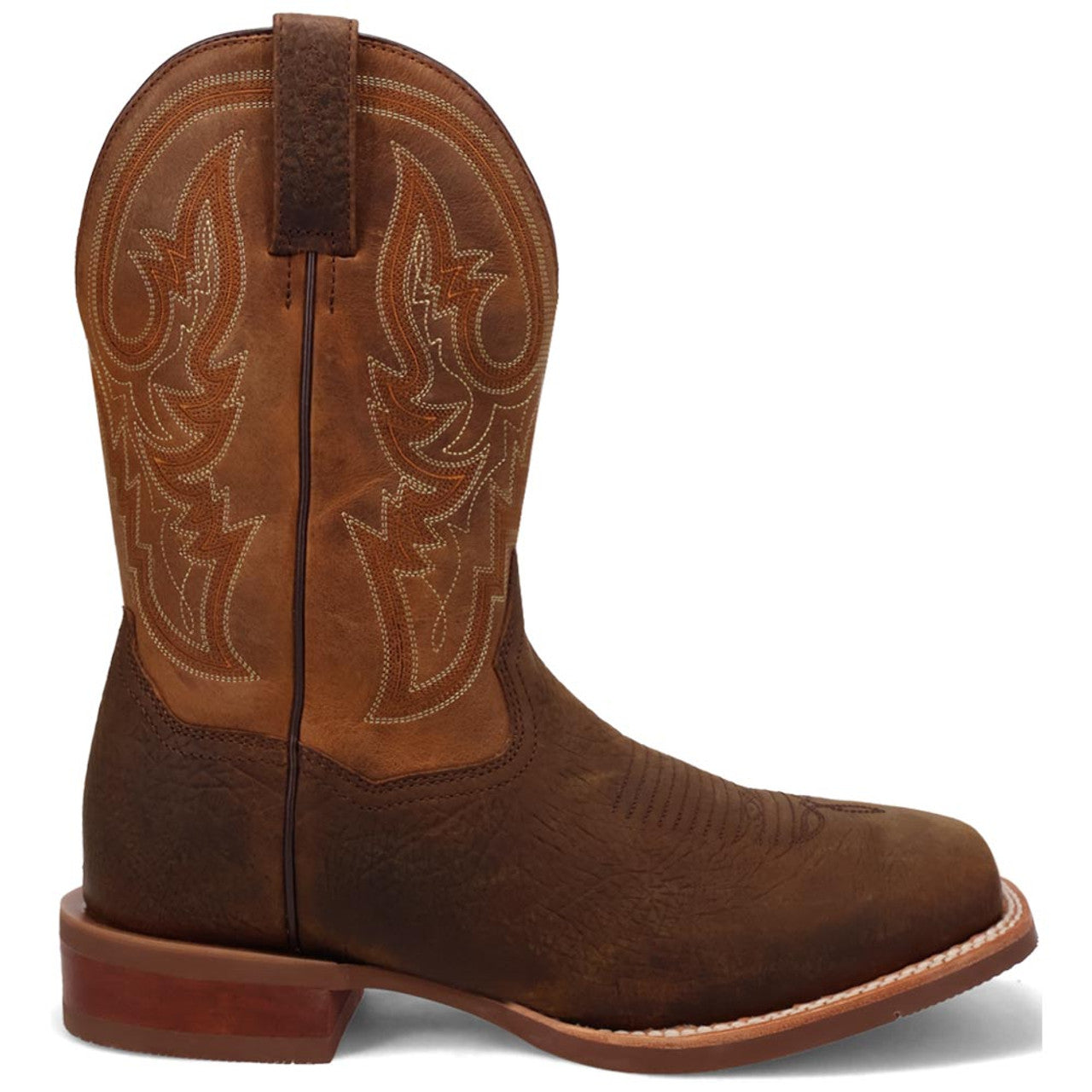 Dan Post Men's Bridgestone Chocolate & Tan Square Toe Western Boots - 7D