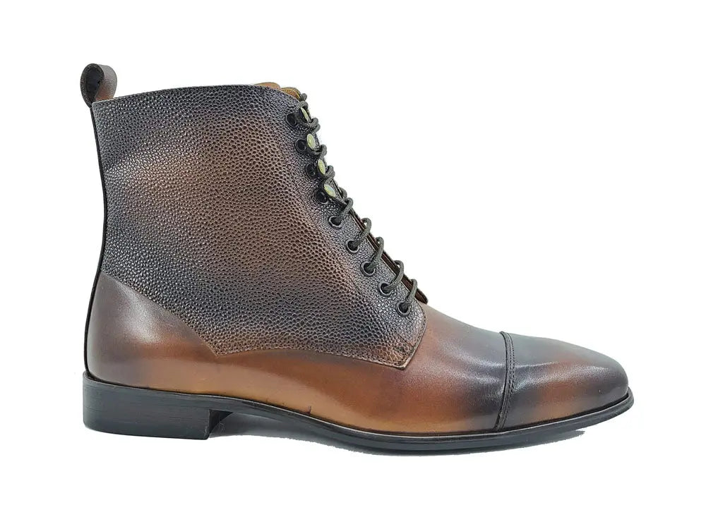 Brogue Cap Toe Leather Boot - 6.5