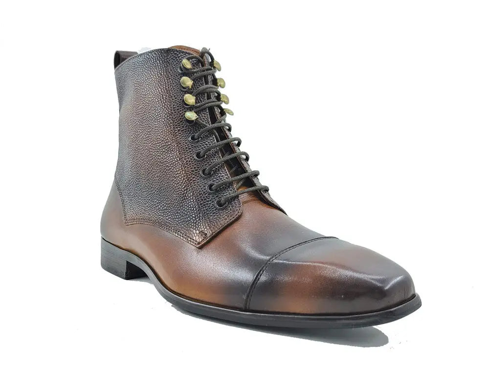 Brogue Cap Toe Leather Boot - 6.5