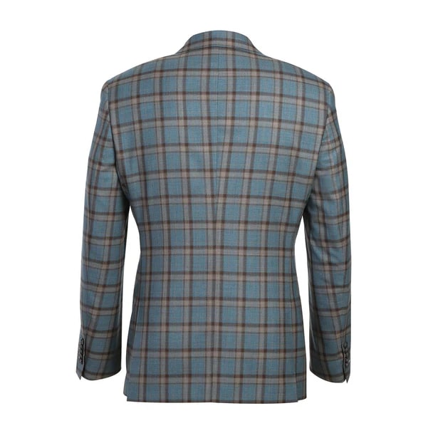 English Laundry Suits  Designer Brand - Wool Stretch Double Breasted Slim Fit Blue Grey and Bronze Suit By English Laundry - Coat Size 38