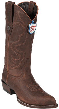 Wild West Walnut J-Toe Leather Cowboy Boots - 6EE
