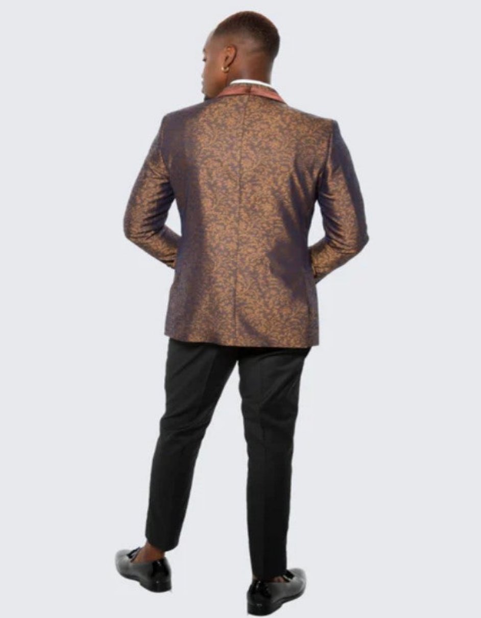 Mens Brown Paisley Hybrid Fit Tuxedo Jacket Wedding - Prom 2026 Tuxedo - Coat Size 38