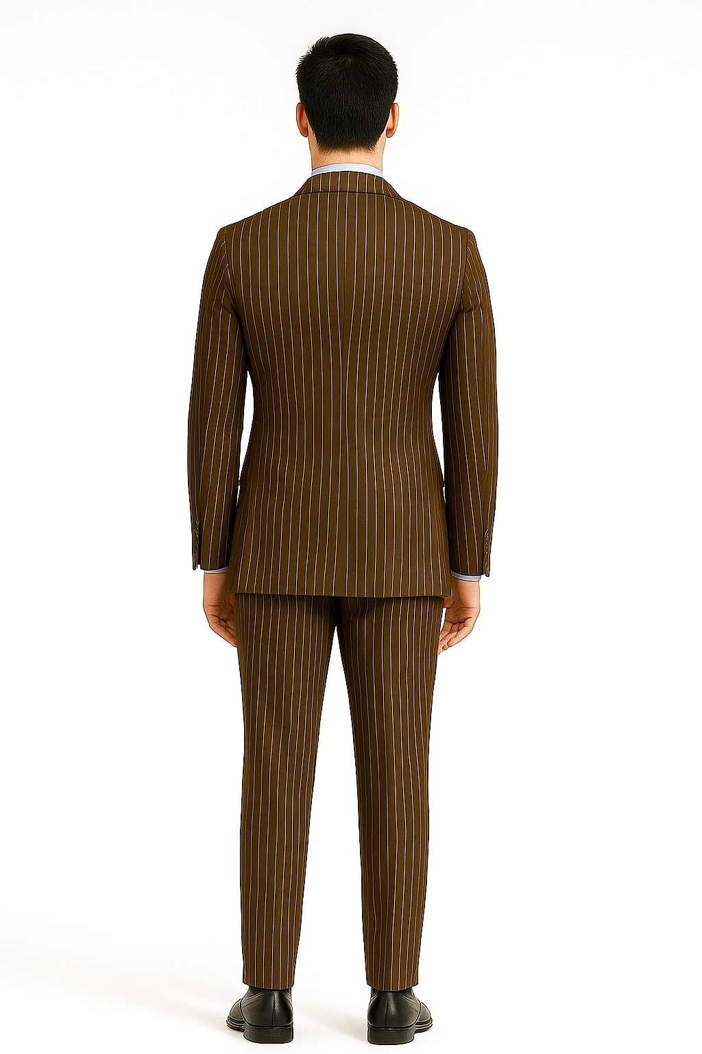 Mens Brown Pinstripe Double-Breasted Suit – Classic 6-Button Business and Vintage Style - 34 Short or Extra Small