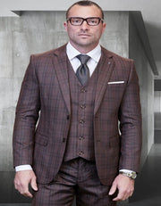 Big And Tall Suit - Brown Plaid Big And Tall 3 Pc Suit