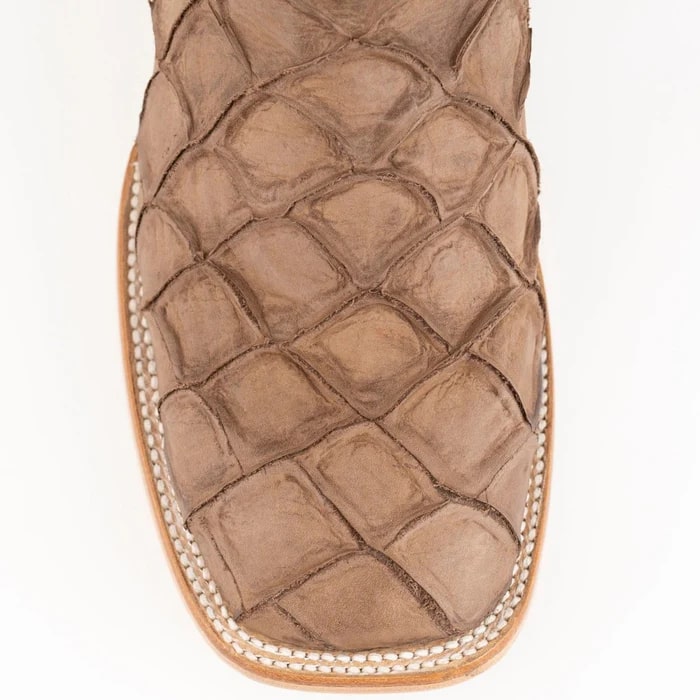 Ferinni Boot - Mens Dress Cowboy Boot  - Ferrini Bronco Men's Print Pirarucu Fish Boots Handcrafted Brown  in Brown Color - 8D