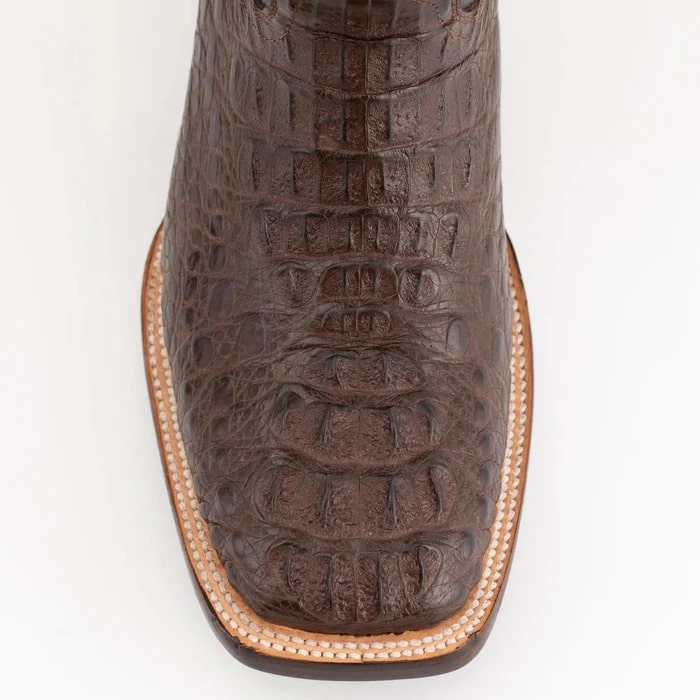 Men's Ferrini Dakota Hornback Caiman Cowboy Boots - Square Toe Brown Leather Western Dress Boots-New Designer Collection - 6