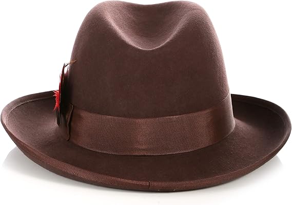 Premium Godfather Hat - Homburg Hat - Men's Homburg Brown - Small