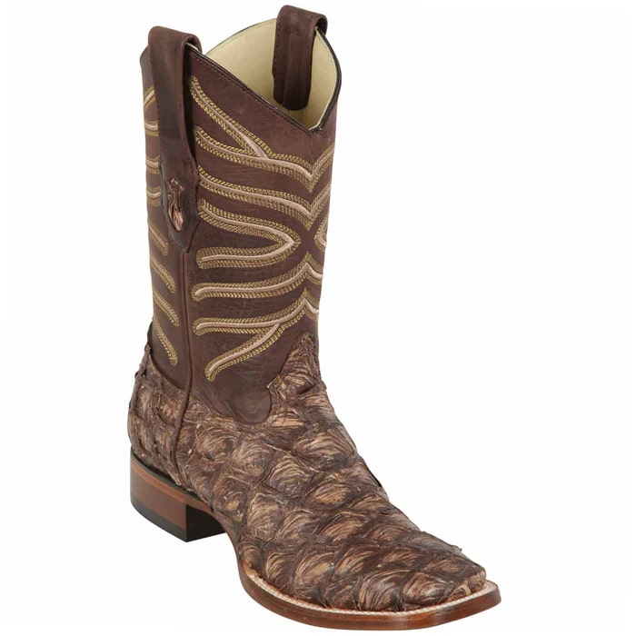 Los Altos Boots - Mens Dress Cowboy Boot - Low Priced  Rustic Brown Pirarucu Cowboy Boots- in Rustic Brown - 6