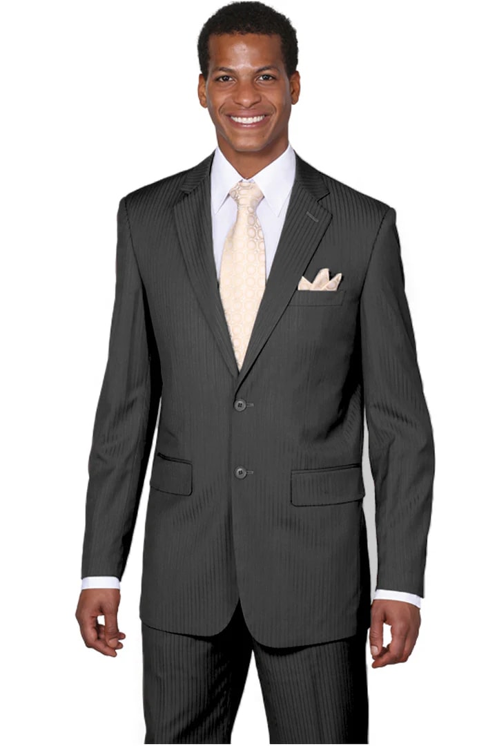 Cheap Suit - Mens 2 Button Modern Fit Smooth Tonal Pinstripe Business Brown Suit