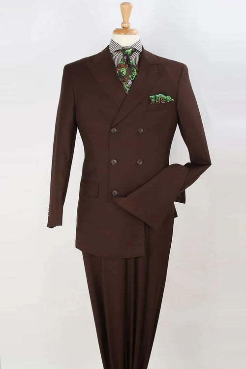 Cheap Priced Suit  - Mens Three Quarter Length Double Breasted Fashion Brown Suit