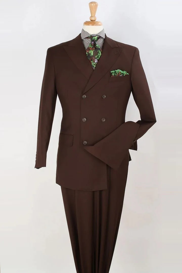 Cheap Priced Suit  - Mens Three Quarter Length Double Breasted Fashion Brown Suit - 38 Short Jacket+32 Waist Adjustable 28to34)(Height: 5 4 to5 7 )(Neck  15-16.5)S-M)