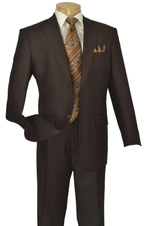 Cheap Priced Suit - Mens Two Button Modern Fit Wool Feel -   Brown Suit
