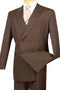 Cheap Priced Suit - Mens Double Breasted Gangster Bold Pinstripe Brown Suit Brown Prom 2025 Suits