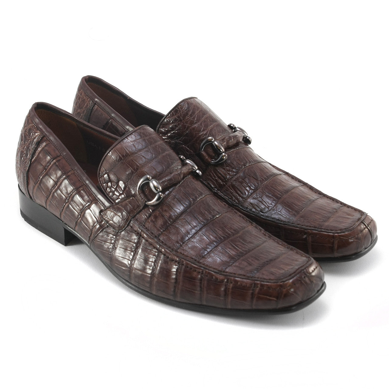 Los Altos Brown Genuine Caiman Crocodile Belly Slip-On Loafers - 8-M
