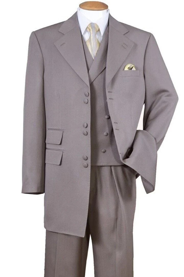 Cheap Suit - Mens Double Button Vested Fashion Zoot Brown Suit