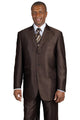 Cheap Priced Suit - Mens 3 Button Peak Lapel Shiny Sharkskin Micro Pinstripe Brown Suit