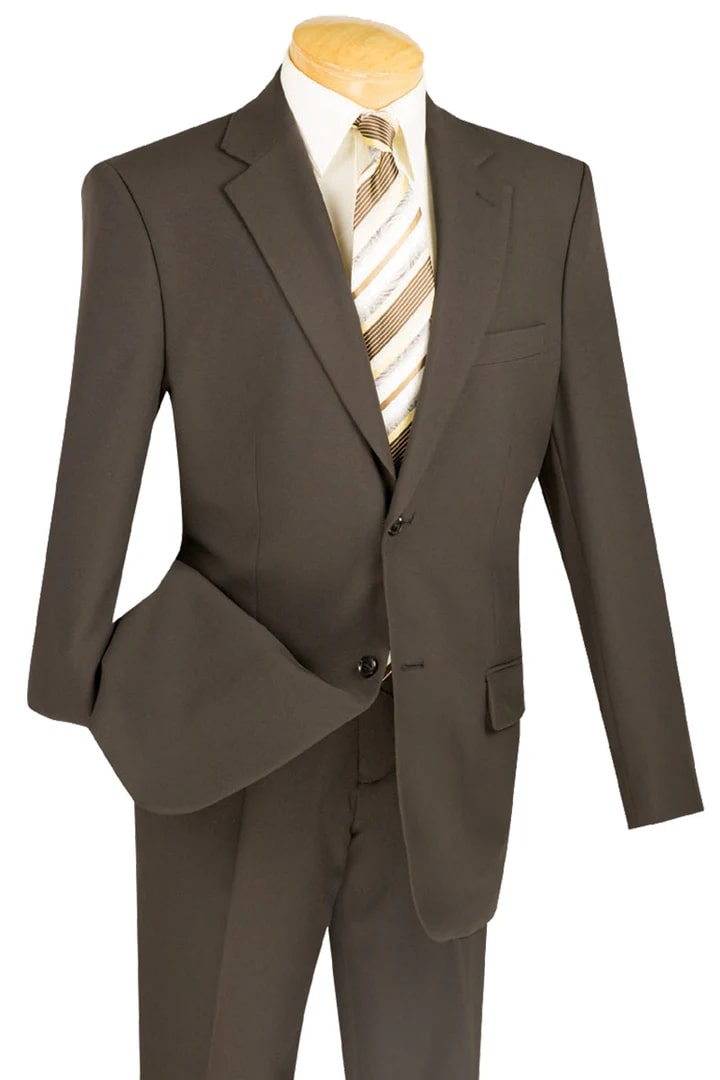 Cheap Suit - Mens 2 Button Classic Poplin Brown Suit