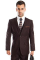 Cheap Priced Suit  - Men's Two Button Slim Fit Basic Vested Wedding Brown Suit
