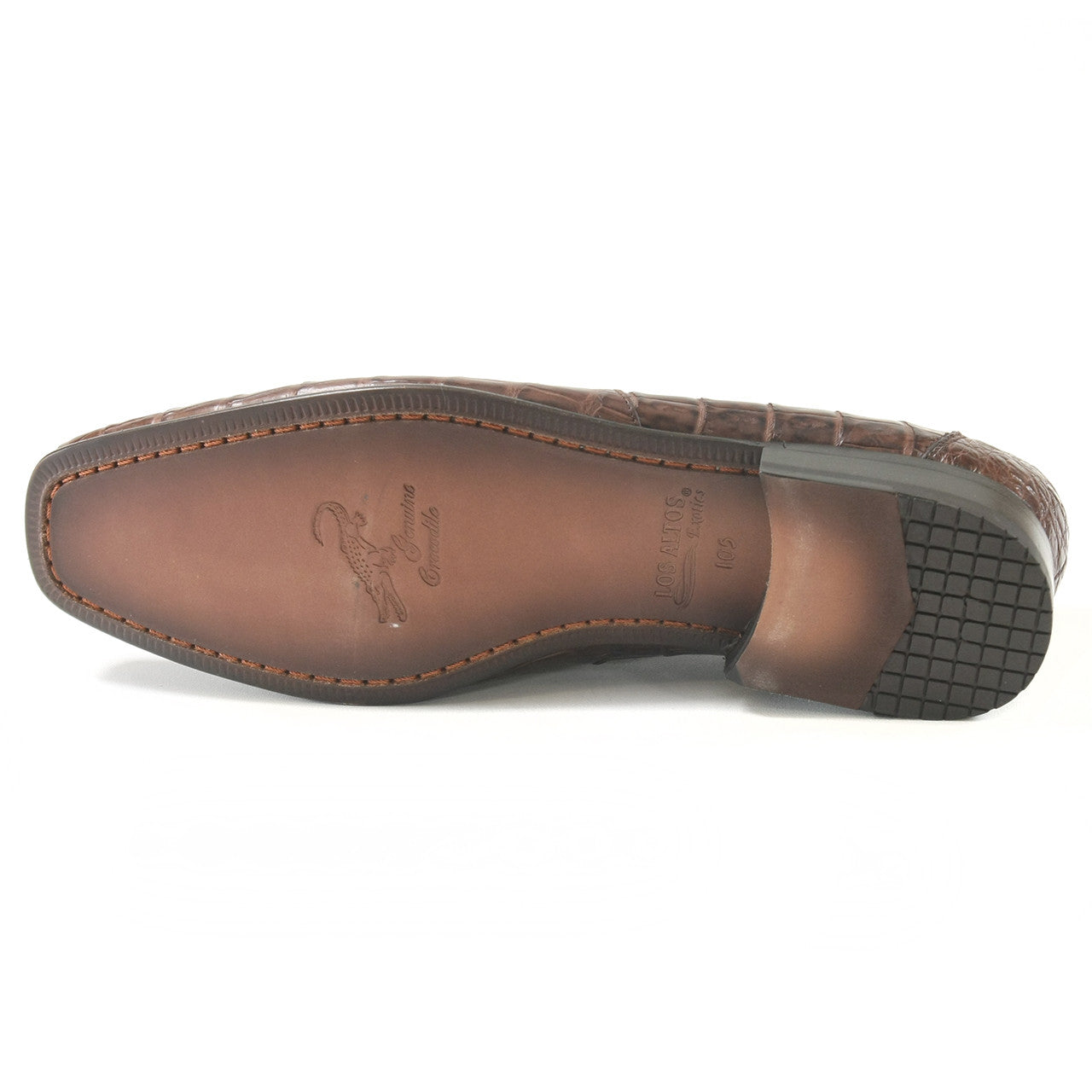 Los Altos Brown Genuine Caiman Crocodile Belly Slip-On Loafers - 8-M