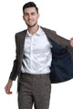 Cheap priced Suit - Men's Slim Fit Double Breasted Summer Sharkskin Brown  Suit