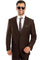 Cheap Priced Suit- Men's Two Button Regular Fit Micro Pinstripe Business Brown Suit