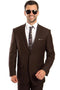Cheap Priced Suit- Men's Two Button Regular Fit Micro Pinstripe Business Brown Suit