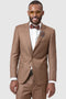 Cheap Priced Suit  - Mens Two Button Modern Fit Sharkskin Weave Brown Suit