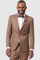 Cheap Priced Suit  - Mens Two Button Modern Fit Sharkskin Weave Brown Suit
