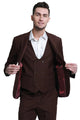 Cheap priced Suit  - Men's Slim Fit One Button Peak Lapel Low Cut Double Breasted Vest Wedding Brown Suit