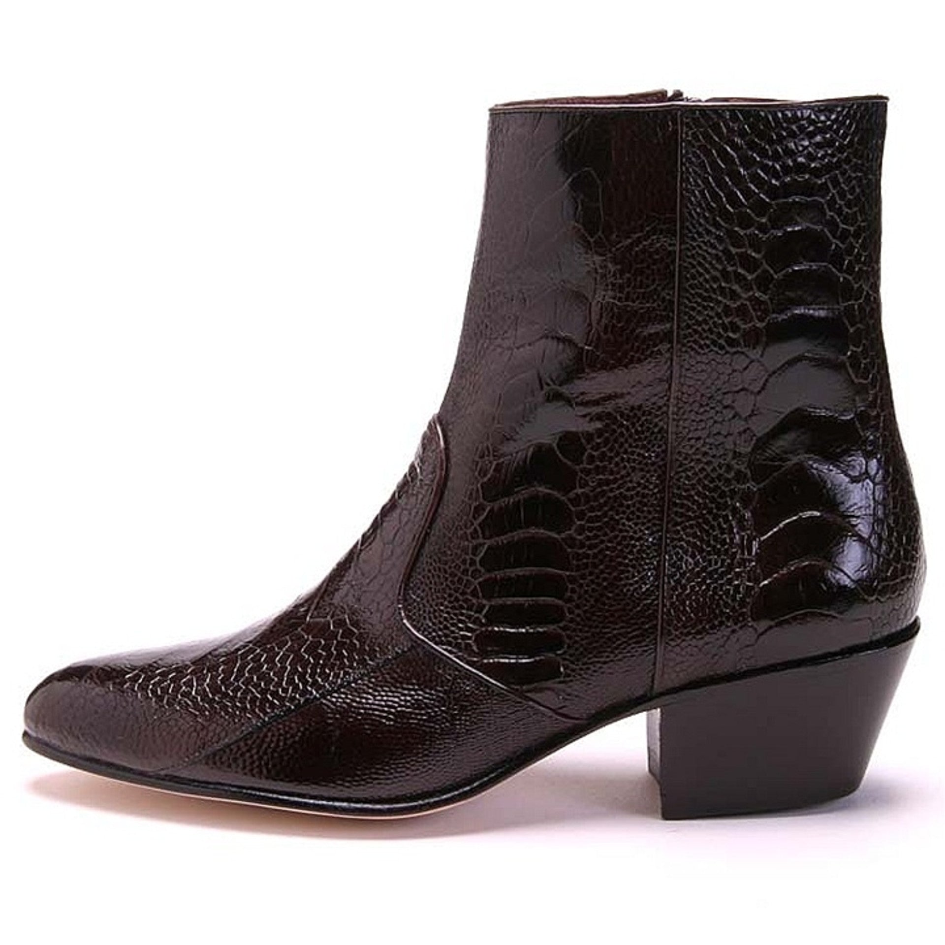 Los Altos Mens Brown Genuine Ostrich Leg Leather Ankle Boots - 8