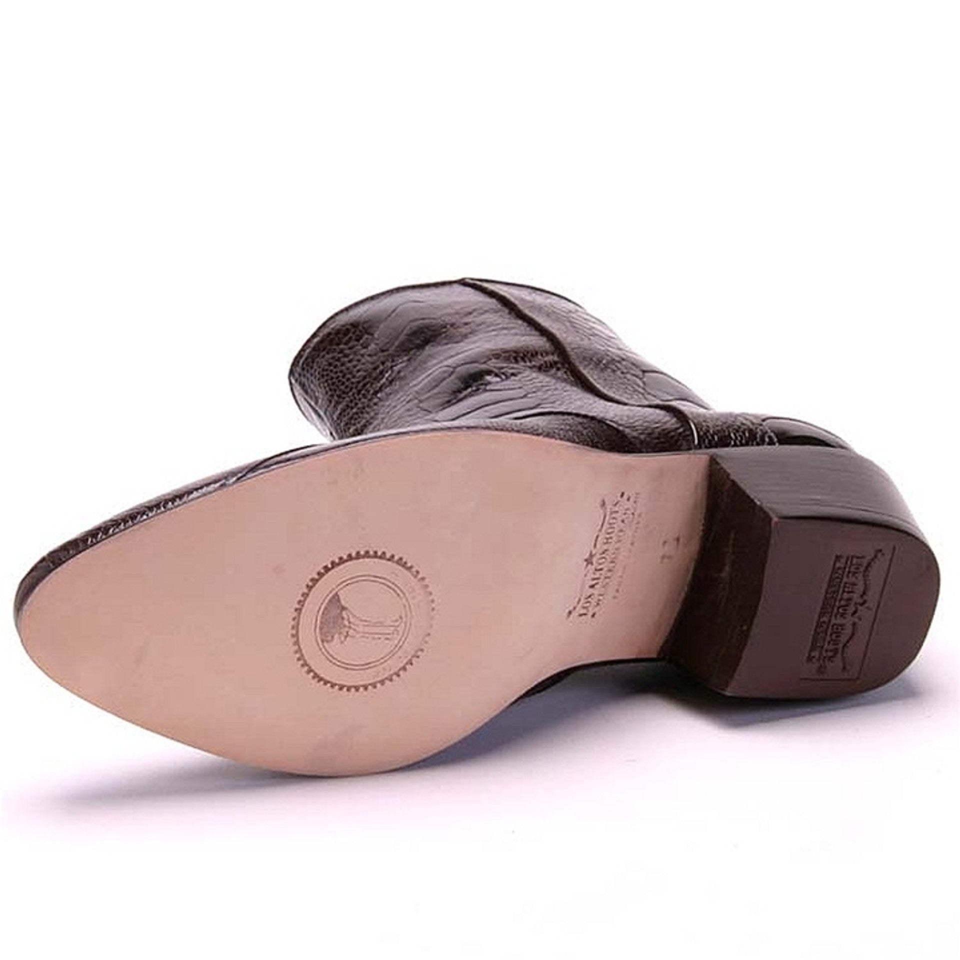 Los Altos Mens Brown Genuine Ostrich Leg Leather Ankle Boots - 8