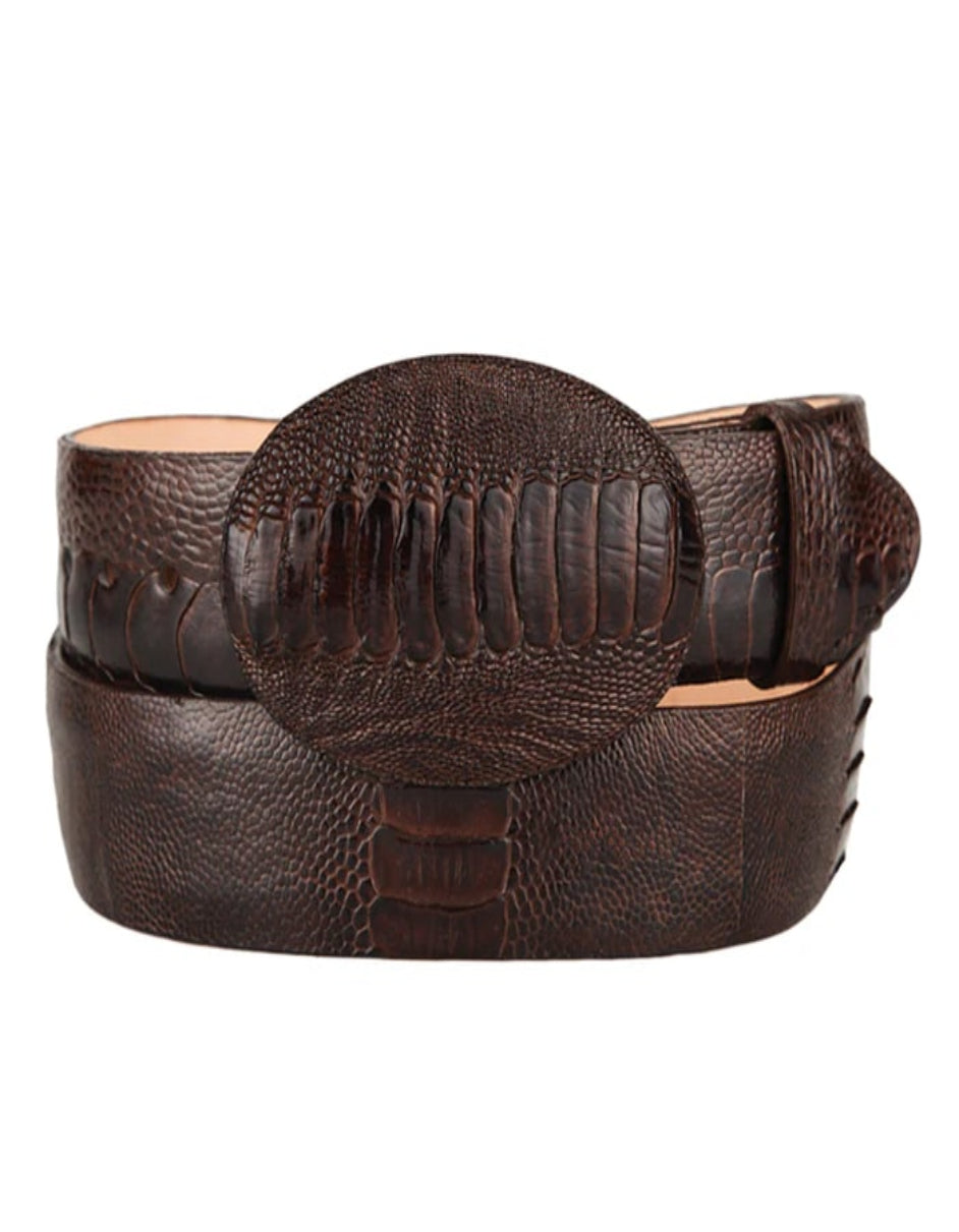 Brown Ostrich Leg Cowboy Belt - One size