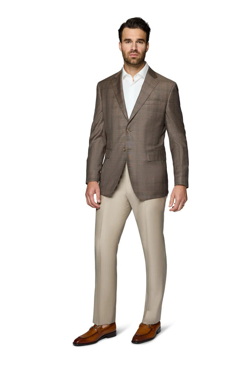 Brown Plaid blazers Modern Fit Wool Sport Coat