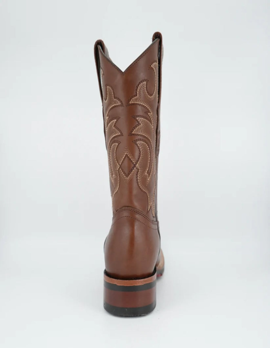 Los Altos Men's Brown Genuine Pirarucu Wide Square Toe Boot - 6 Standard / D / Medium